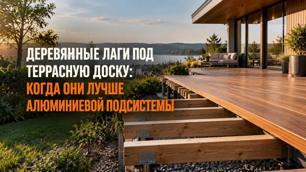 Монтаж террасного настила на деревянные лаги из лиственницы с вентиляционным зазором