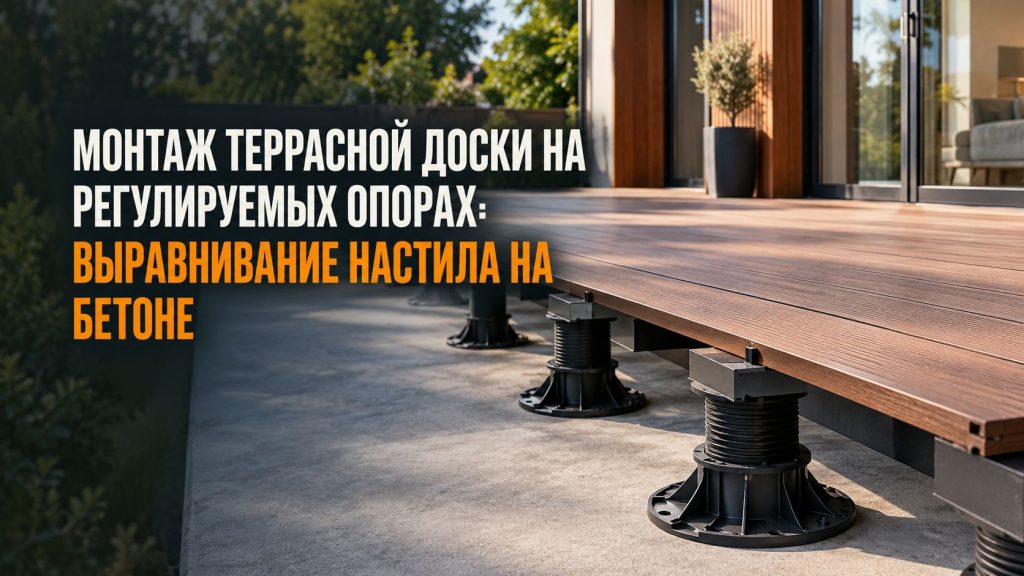 Пластиковые регулируемые опоры под лаги на бетонном основании террасы