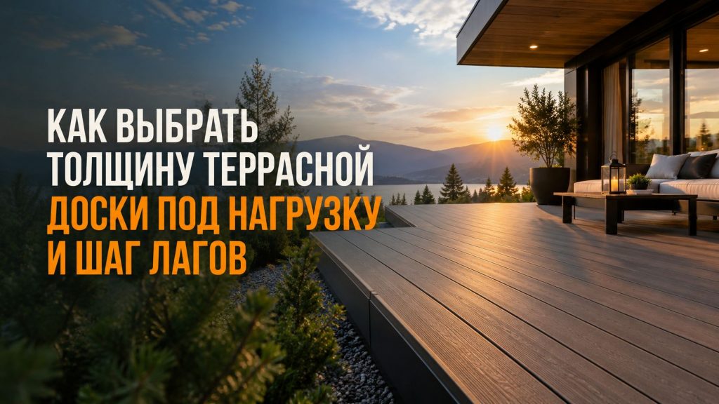 Каркас из лаг с уложенной террасной доской, видны шаг лагов и профиль торца доски
